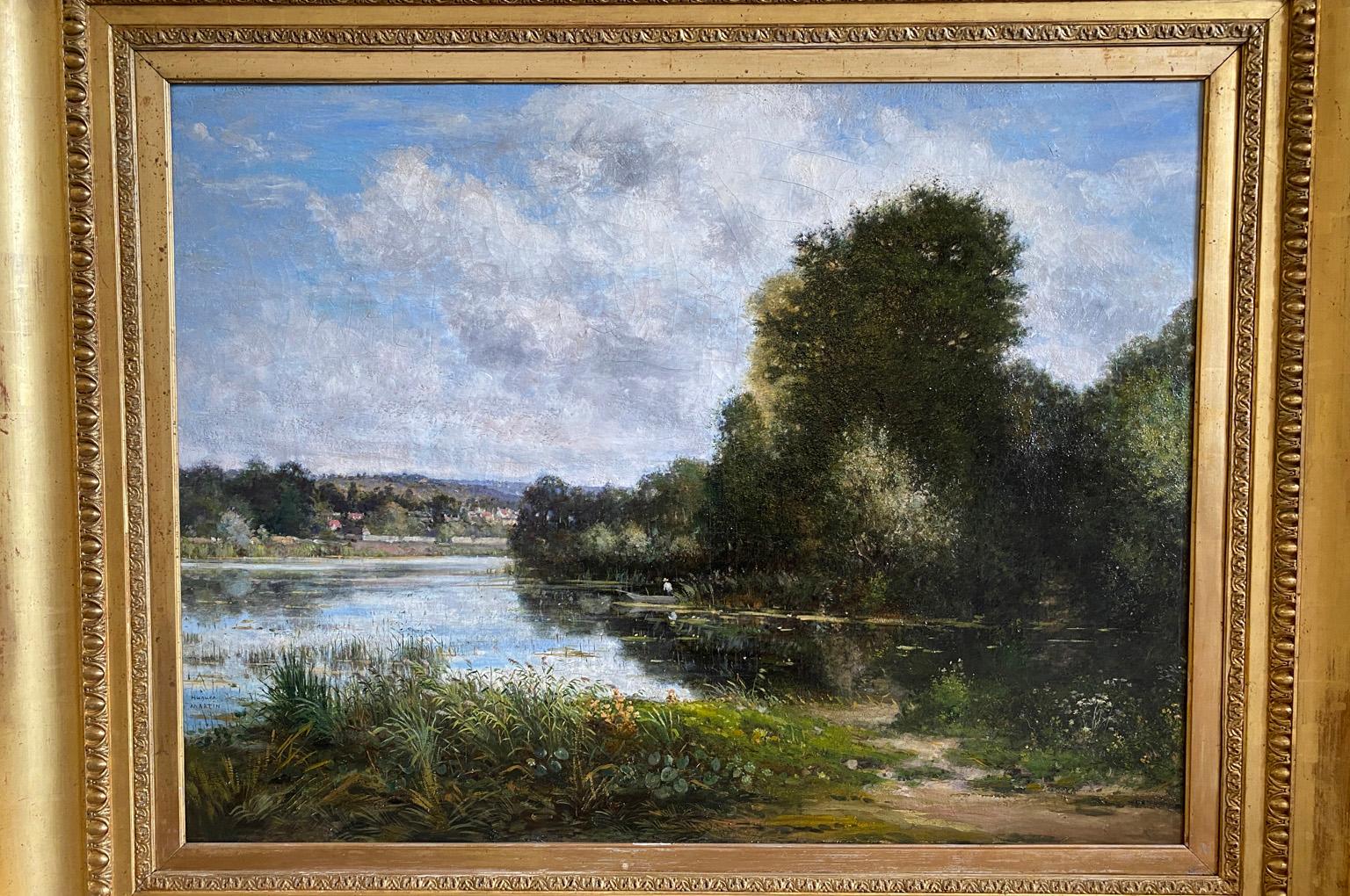 French Grand Scale Mid-19th Century Barbizon Oil Painting