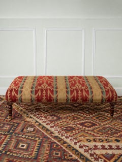 Grand-Scale Ottoman in Floral Lampas Wool Epinglé, Lyonnaise Style, Circa 1890