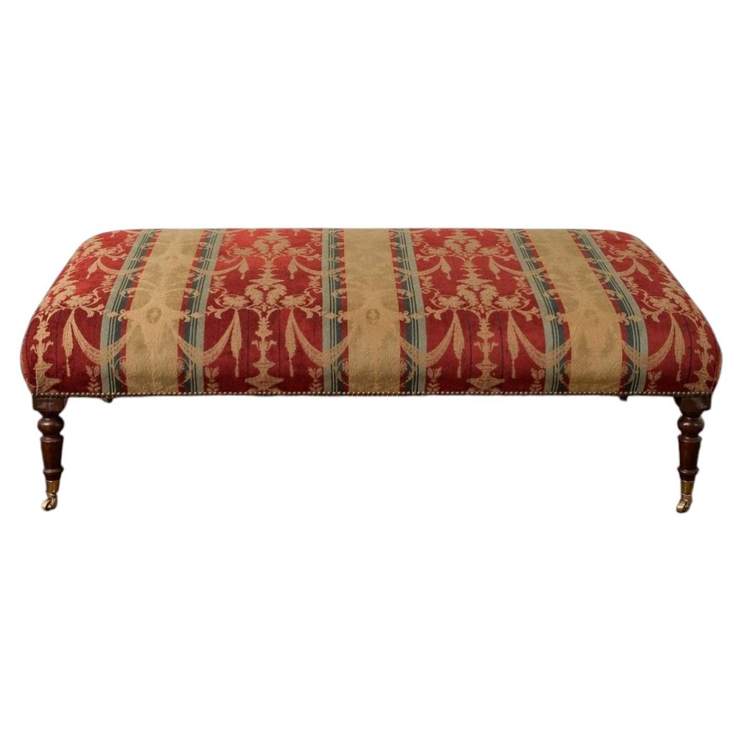 Grand-Scale Ottoman in Floral Lampas Wool Epinglé, Lyonnaise Style, Circa 1890