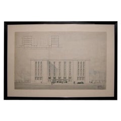 Vintage Grand-Scaled French Architectural Drawing