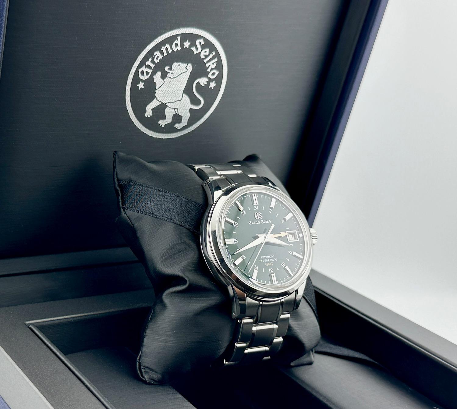 Men's Grand Seiko Elegance Collection SBGJ251 Hi-Beat 36000 GMT Green Dial Steel Paper For Sale