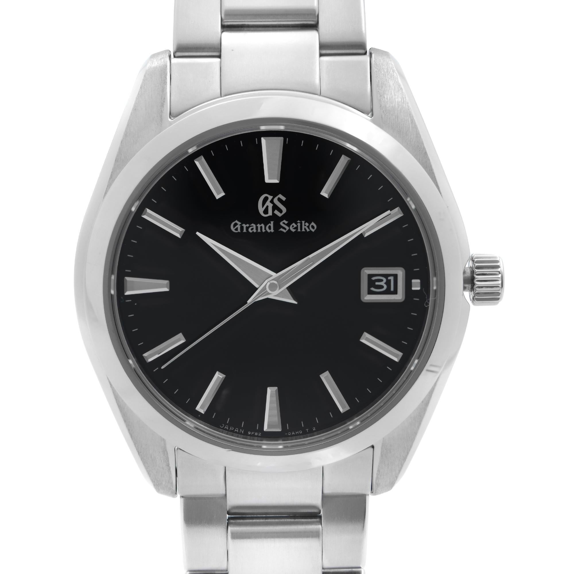 Store Display Model.  Grand Seiko Heritage Stainless Steel Black Dial Quartz Men's Watch SBGV223. This Beautiful Timepiece Features: Stainless Steel Case & Bracelet Fixed Stainless Steel Bezel, Black Dial with Silver-Tone Hands, and Index Hour