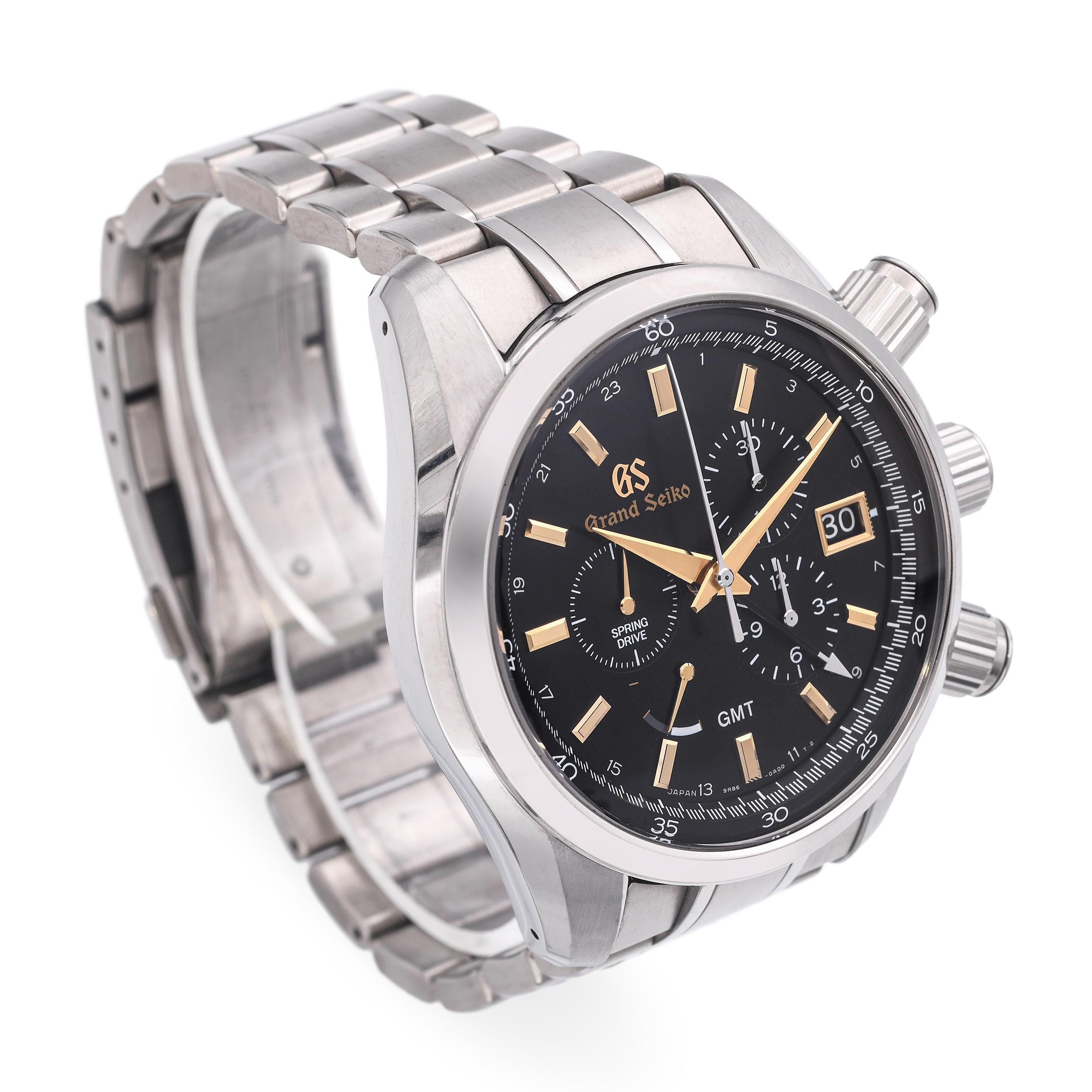 Women's or Men's Grand Seiko Titanium Spring Drive Chronograph Watch Ref. 9R86-0AC0 For Sale