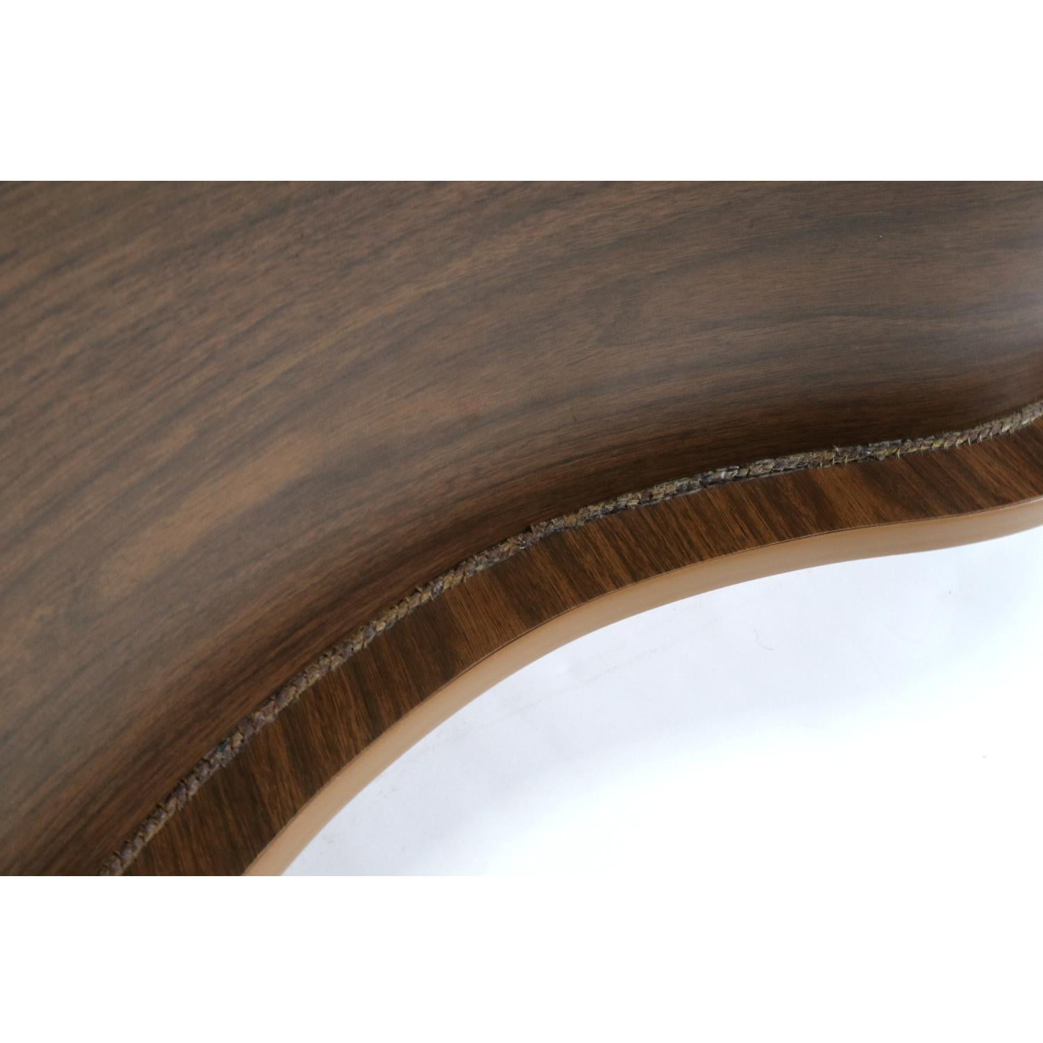 American Grand Server Boomerang Kidney Shaped Walnut Coffee Table Bar Cabinet