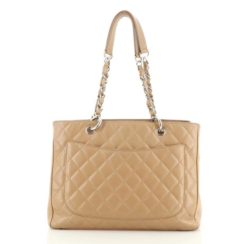 Beige Grand Shopping Tote Quilted Caviar