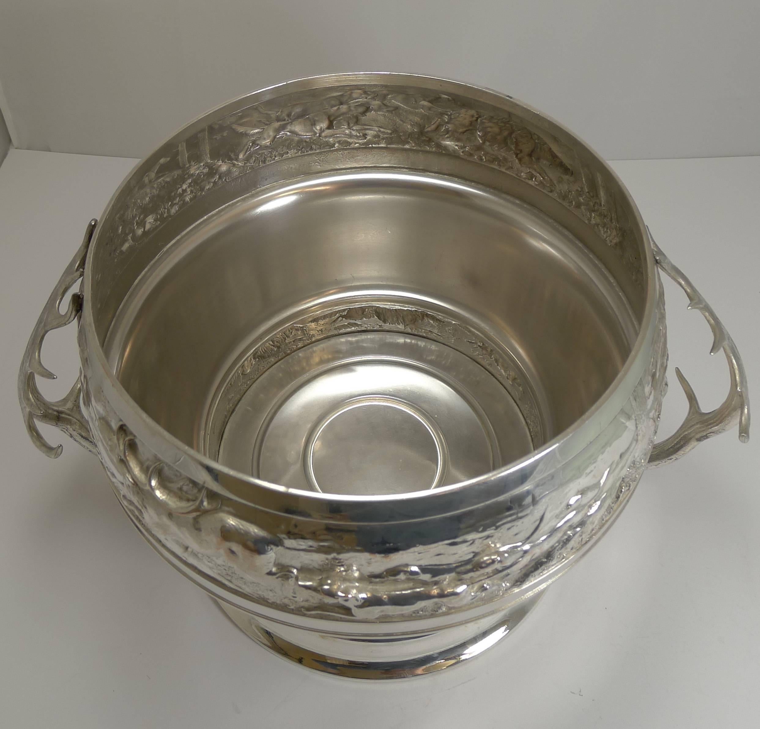 20th Century Grand Silver Plated Hunting Tureen by WMF, circa 1920, Signed