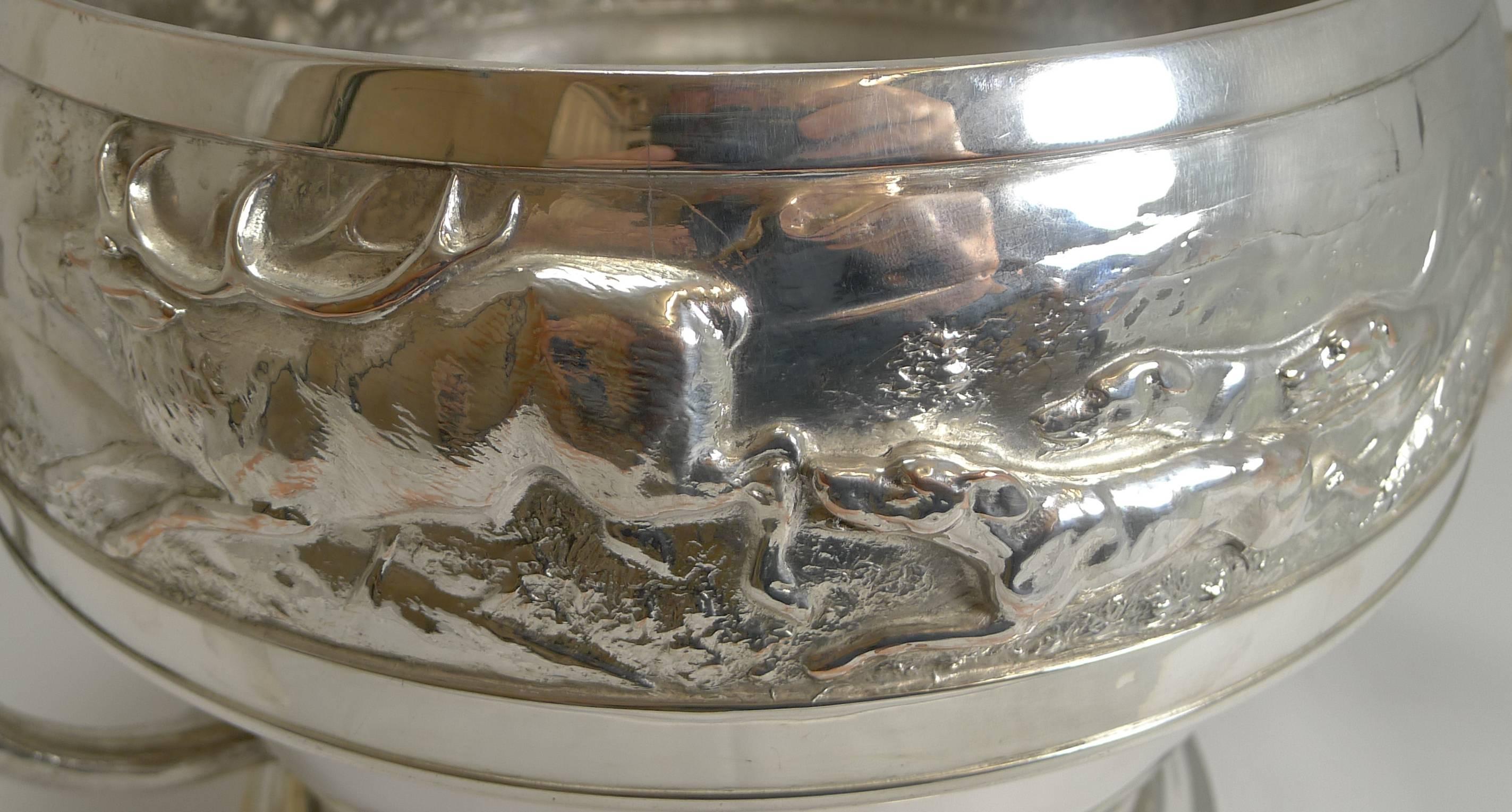 Grand Silver Plated Hunting Tureen by WMF, circa 1920, Signed 1