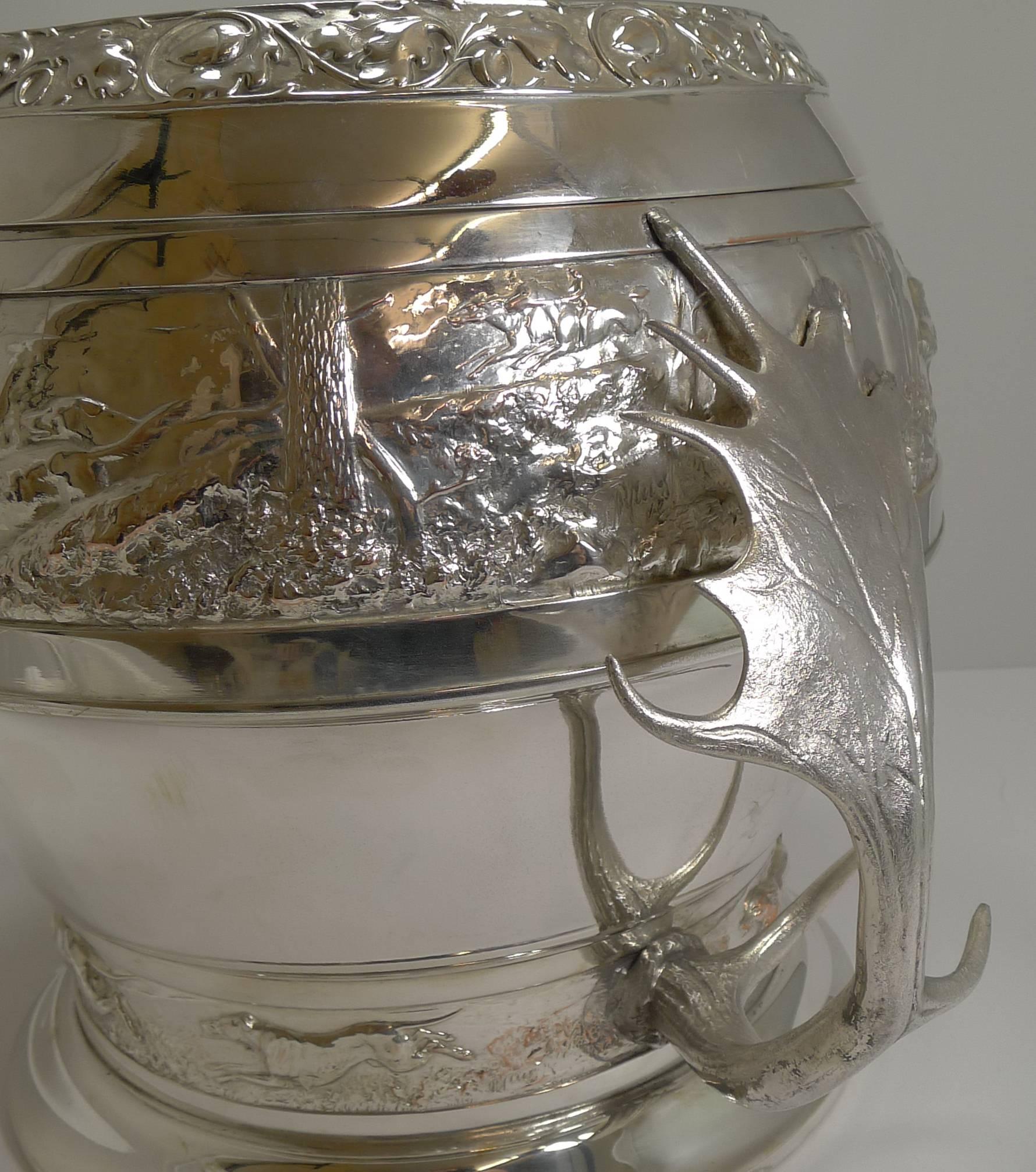 Grand Silver Plated Hunting Tureen by WMF, circa 1920, Signed 4