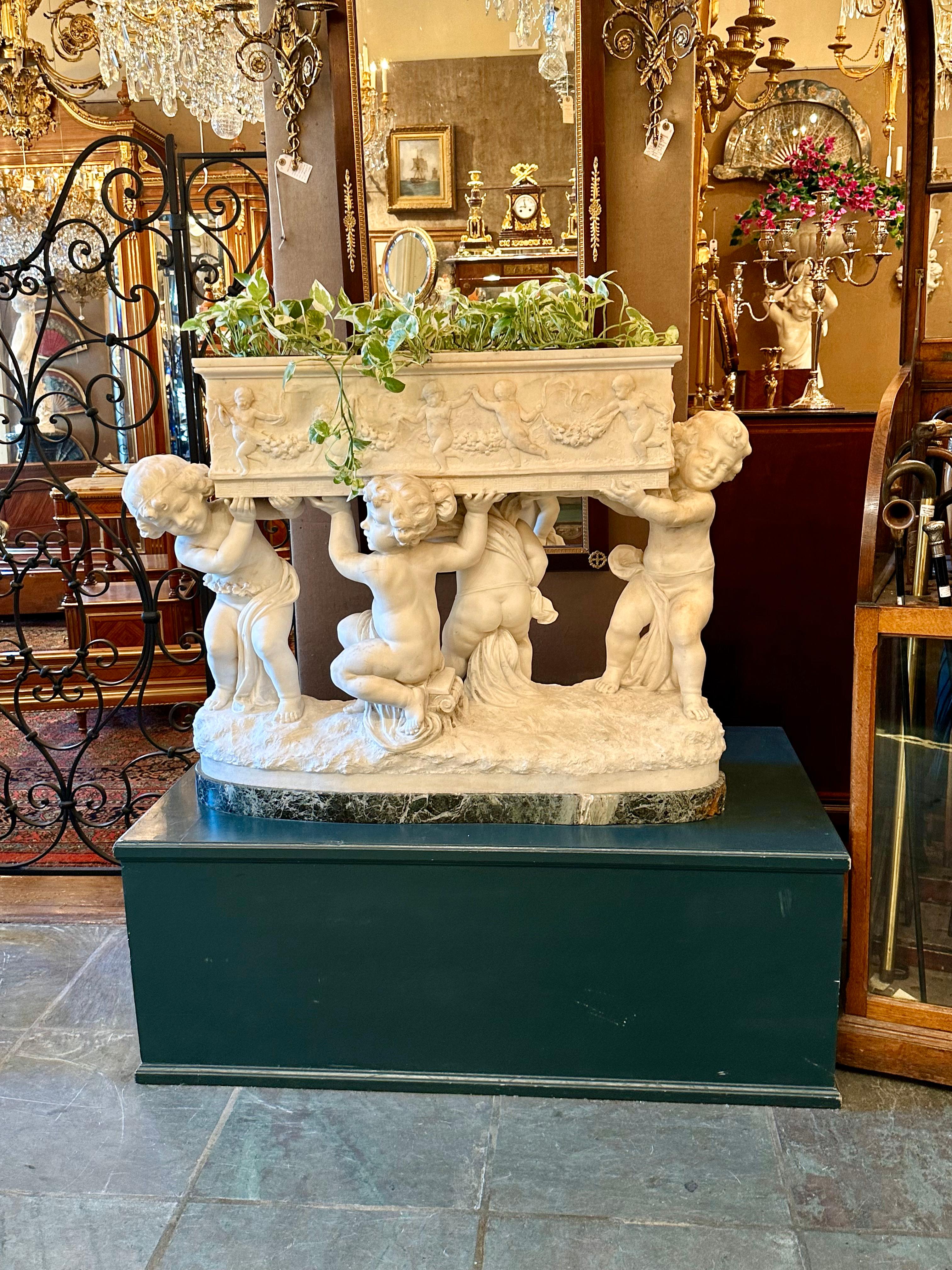 Grand Size Antique French Belle Époque Carrara Marble Jardiniere Circa 1890-1900 For Sale 13