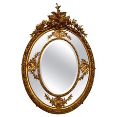 Grand Size Antique French Louis XVI Beveled Mirror