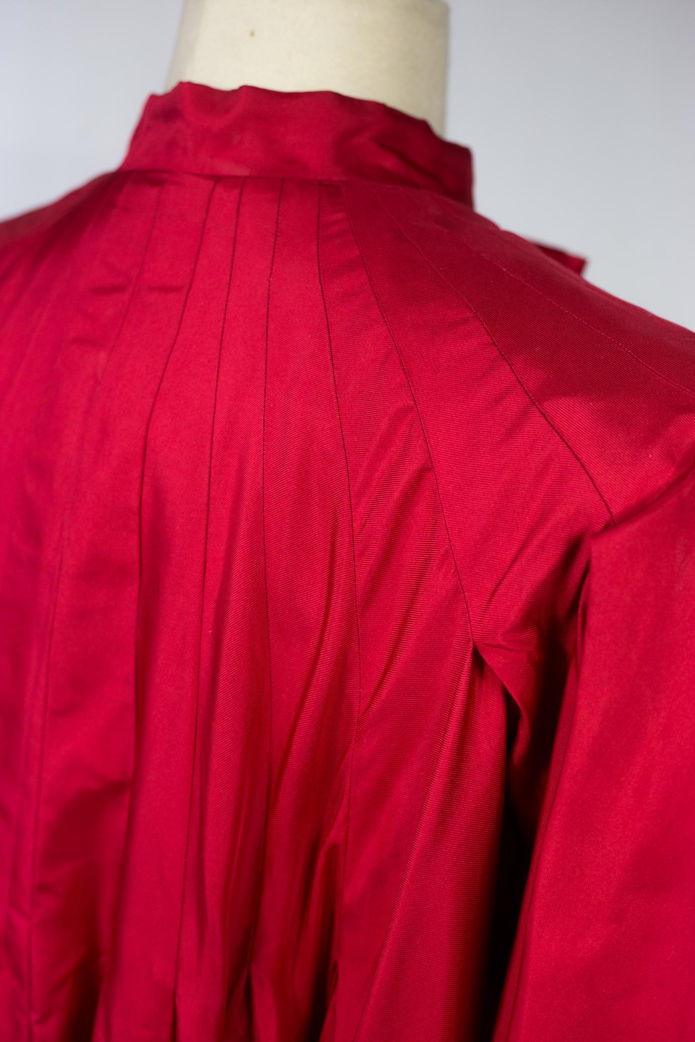 An Evening Maggy Rouff French Haute Couture Red Silk Coat Circa 1955 6
