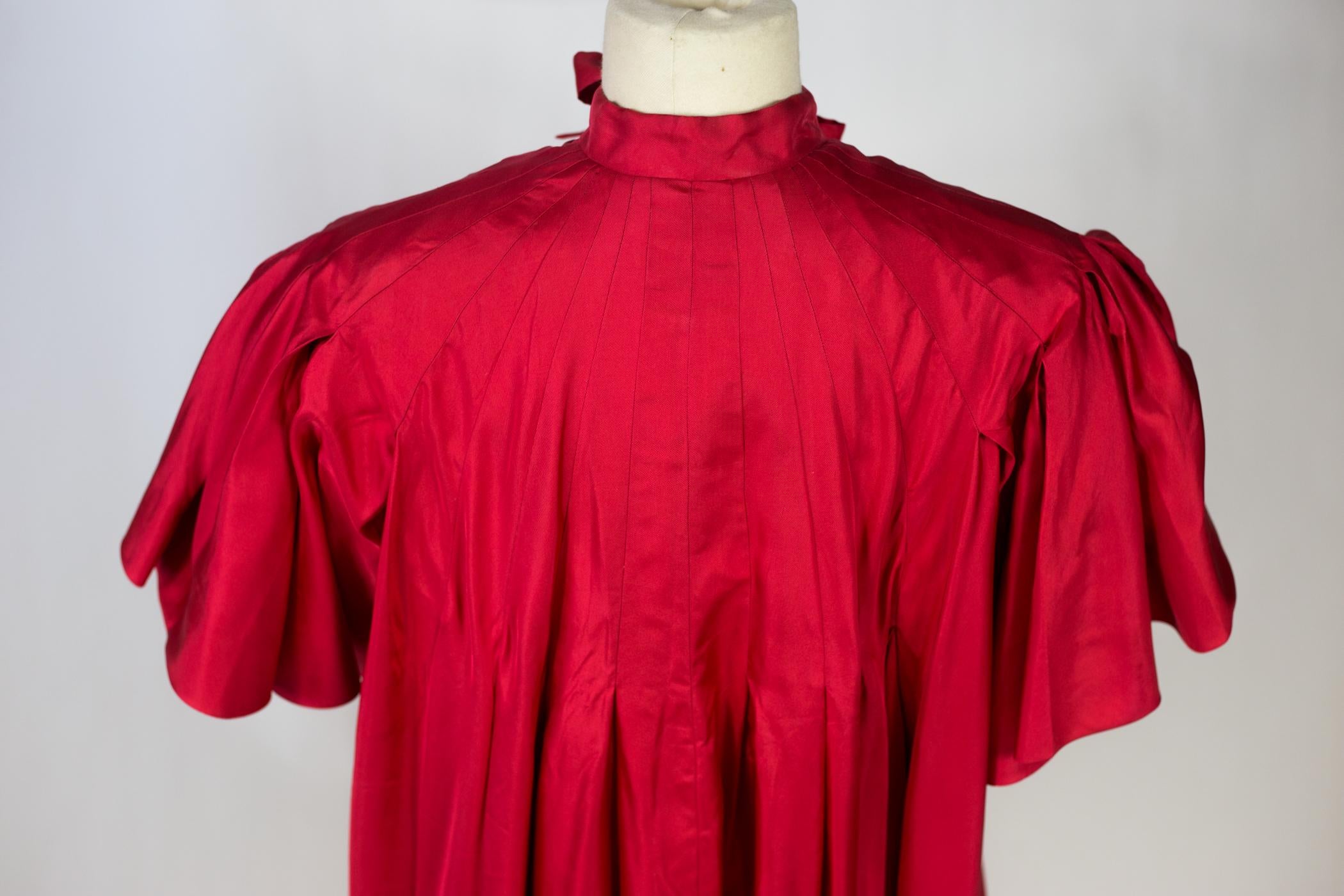 An Evening Maggy Rouff French Haute Couture Red Silk Coat Circa 1955 7