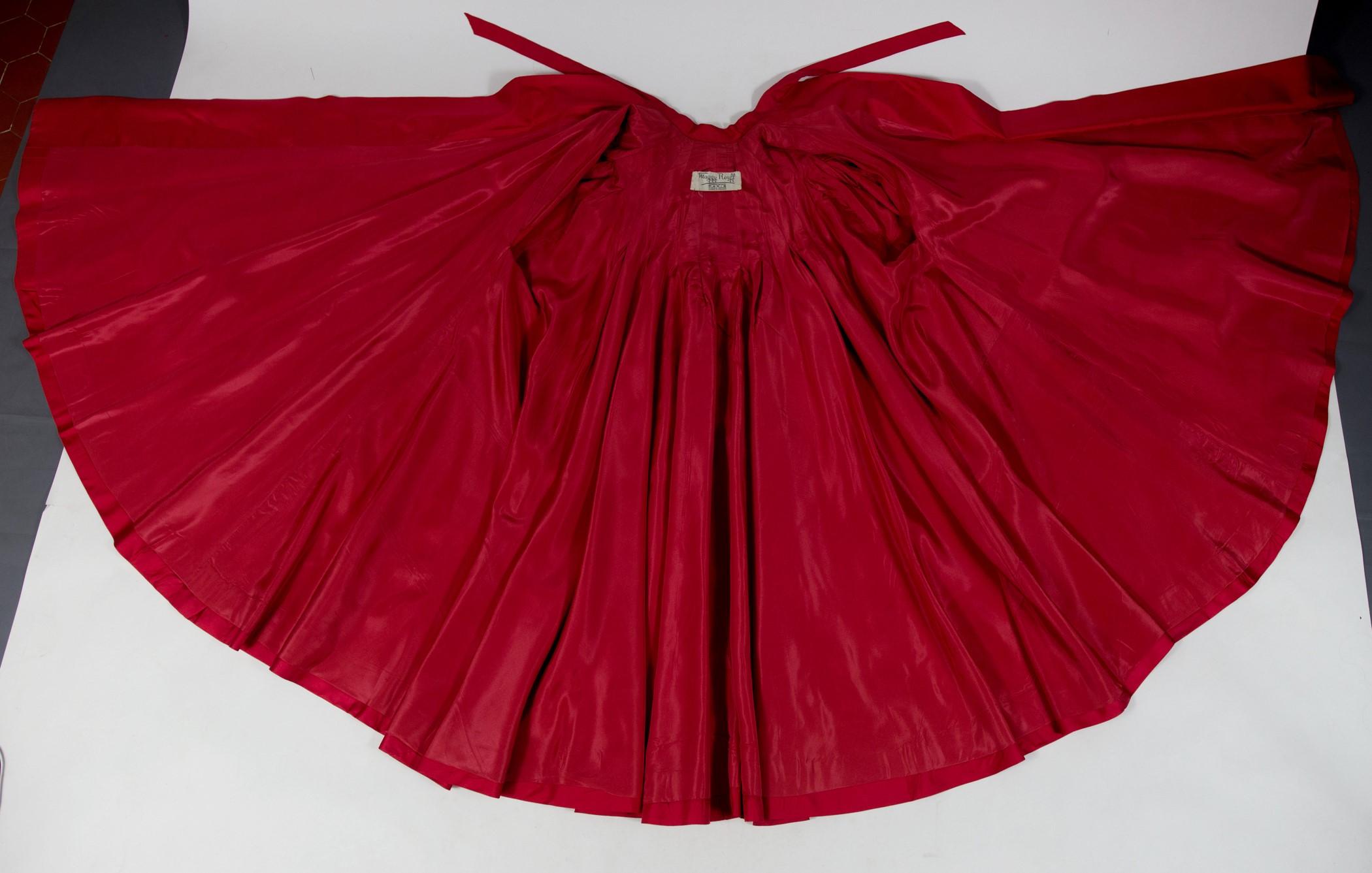 An Evening Maggy Rouff French Haute Couture Red Silk Coat Circa 1955 9