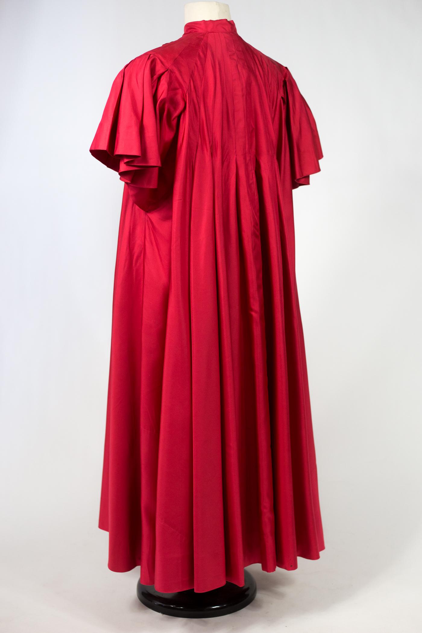 Women's An Evening Maggy Rouff French Haute Couture Red Silk Coat Circa 1955