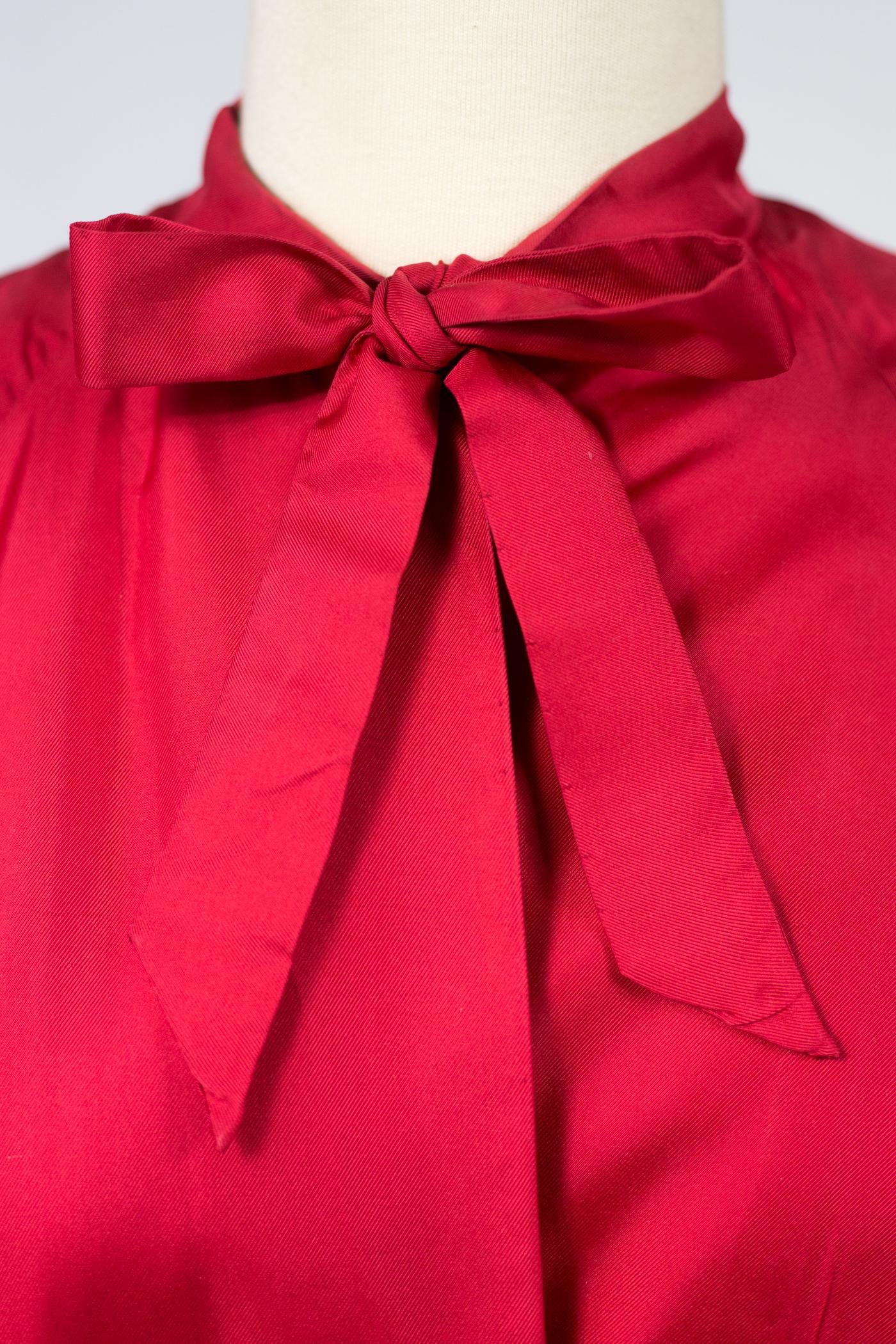 An Evening Maggy Rouff French Haute Couture Red Silk Coat Circa 1955 1