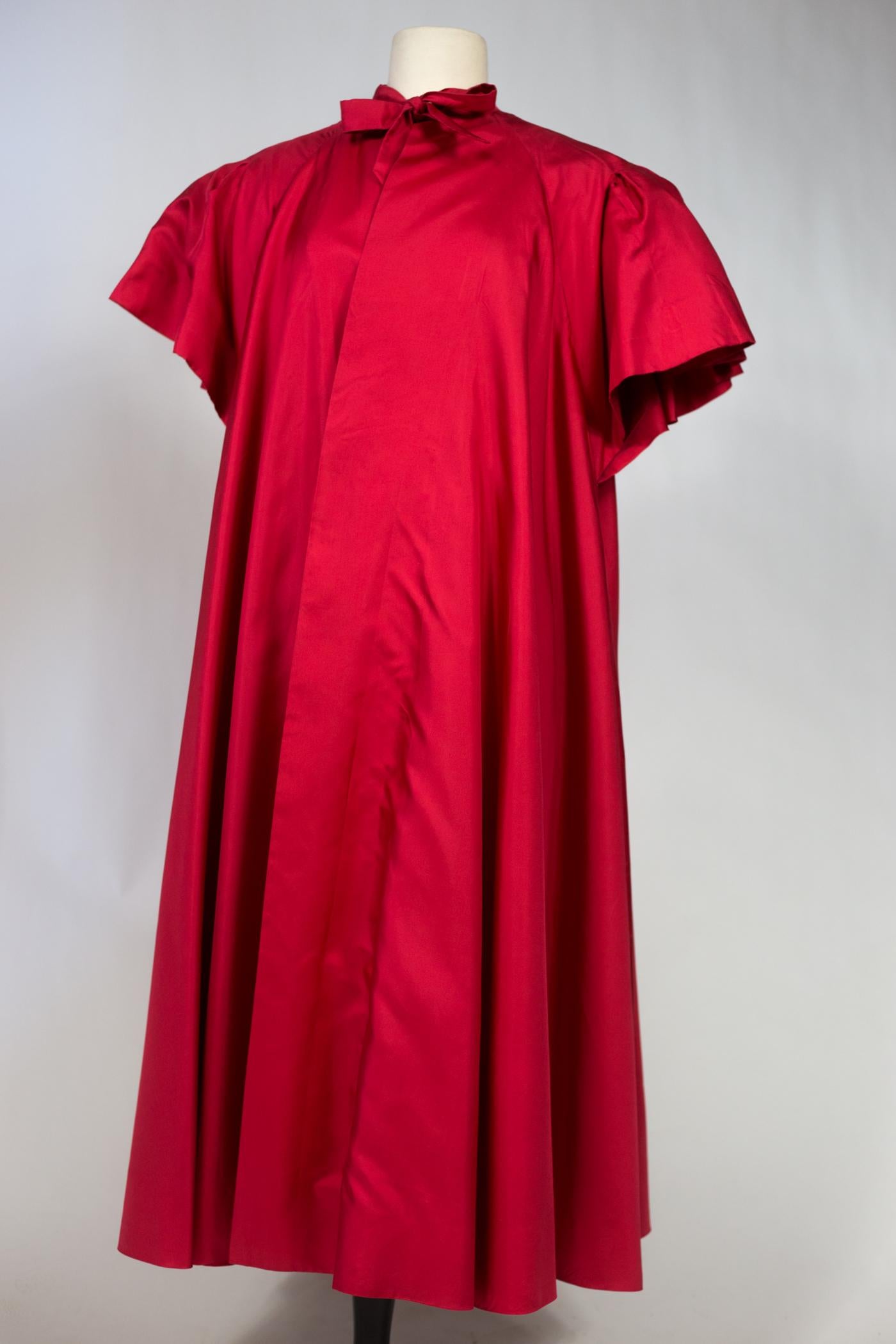 An Evening Maggy Rouff French Haute Couture Red Silk Coat Circa 1955 4