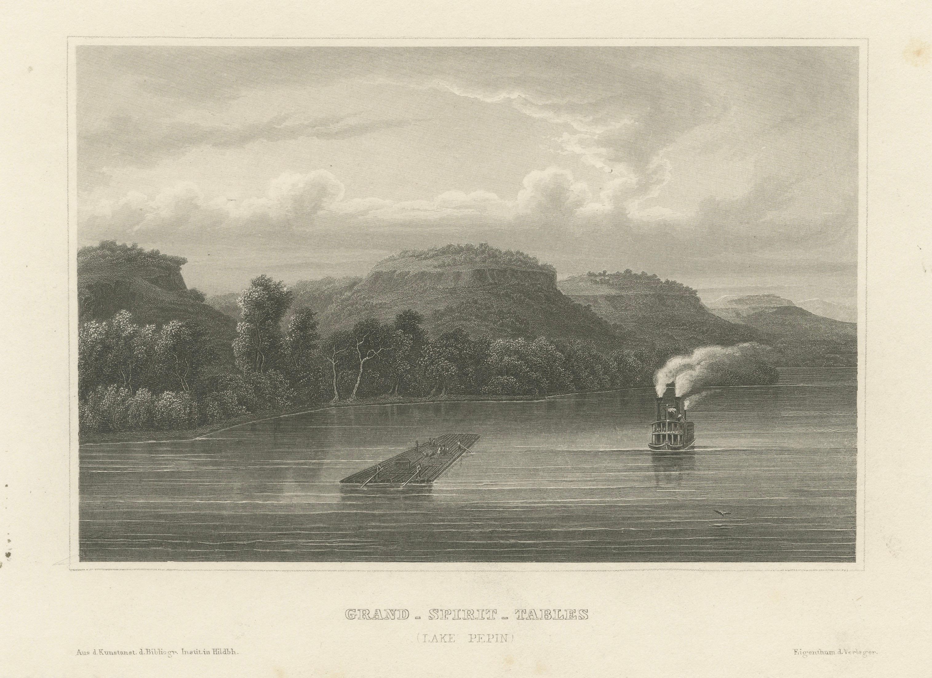 Grand Spirit Tables, Lake Pepin – Mississippi River Steamboat View, c.1850