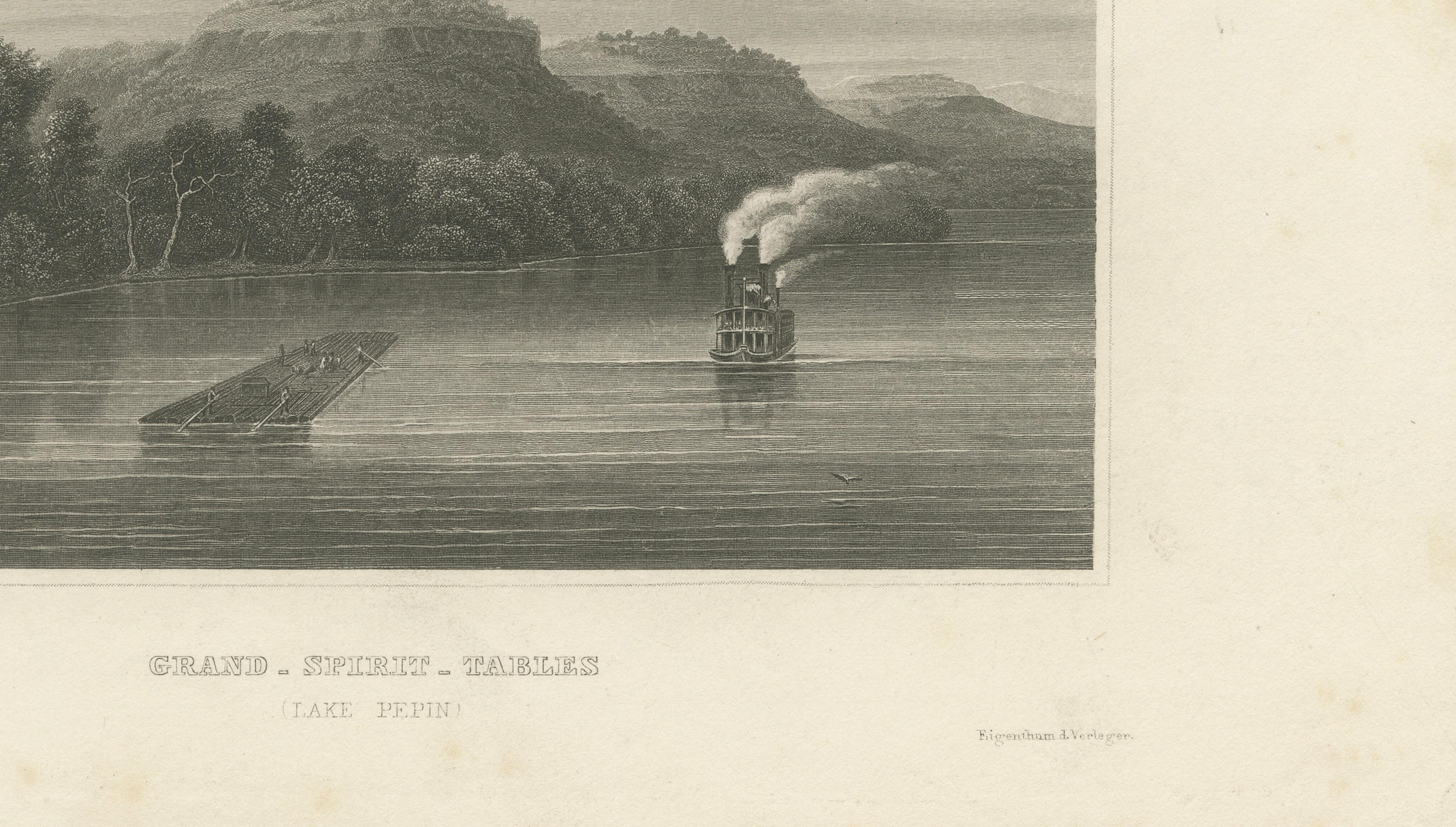 Grand Spirit Tables, Lake Pepin – Mississippi River Steamboat View, c.1850