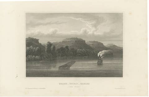Grand Spirit Tables, Lake Pepin – Mississippi River Steamboat View, c.1850