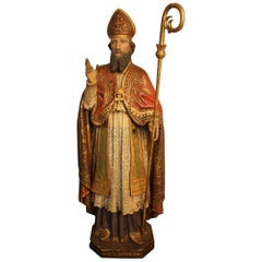 Antique Grand St Nicolas in Wood XIX Eme