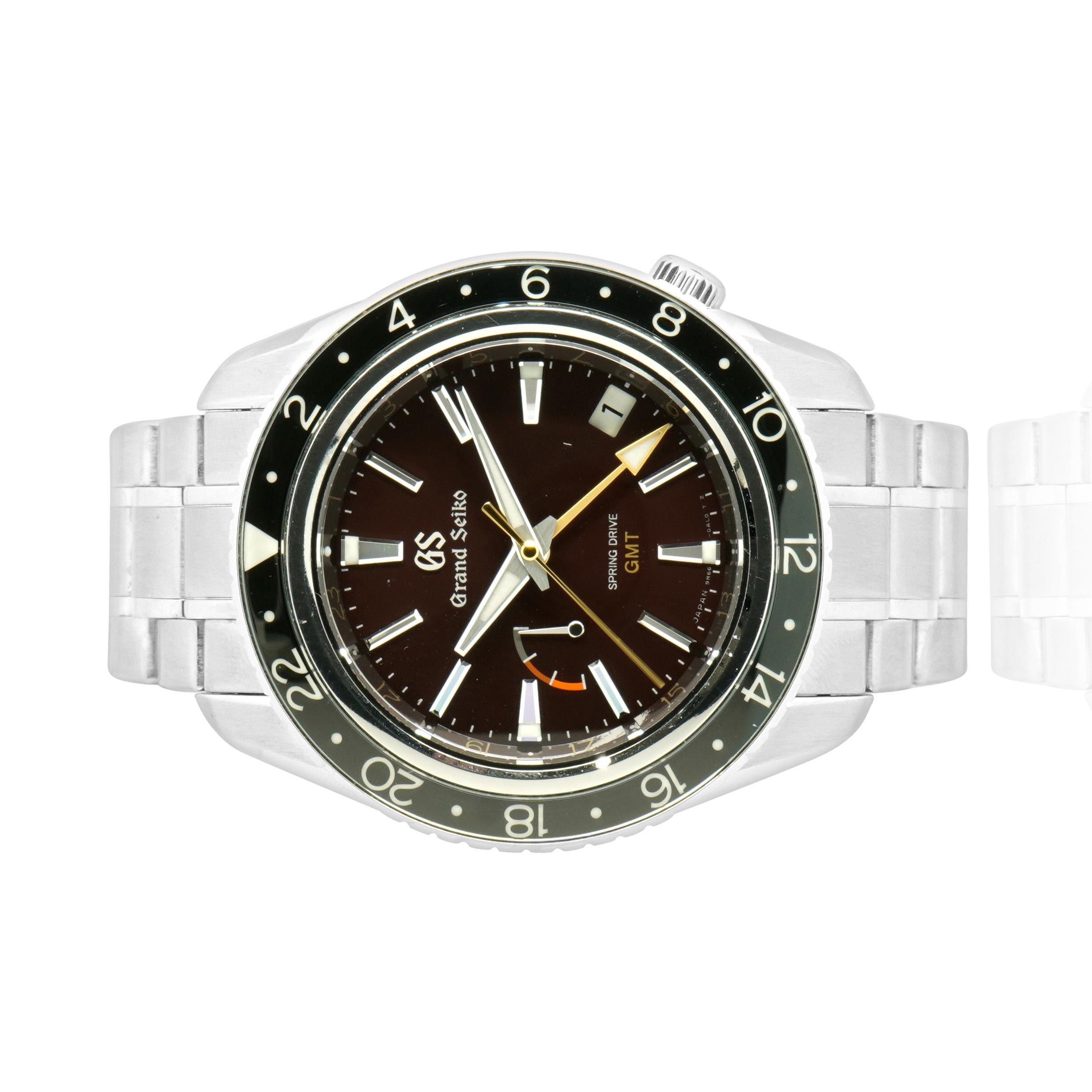 Uomo Grand Steele in acciaio inossidabile con trasmissione a molla GMT 44 mm in vendita