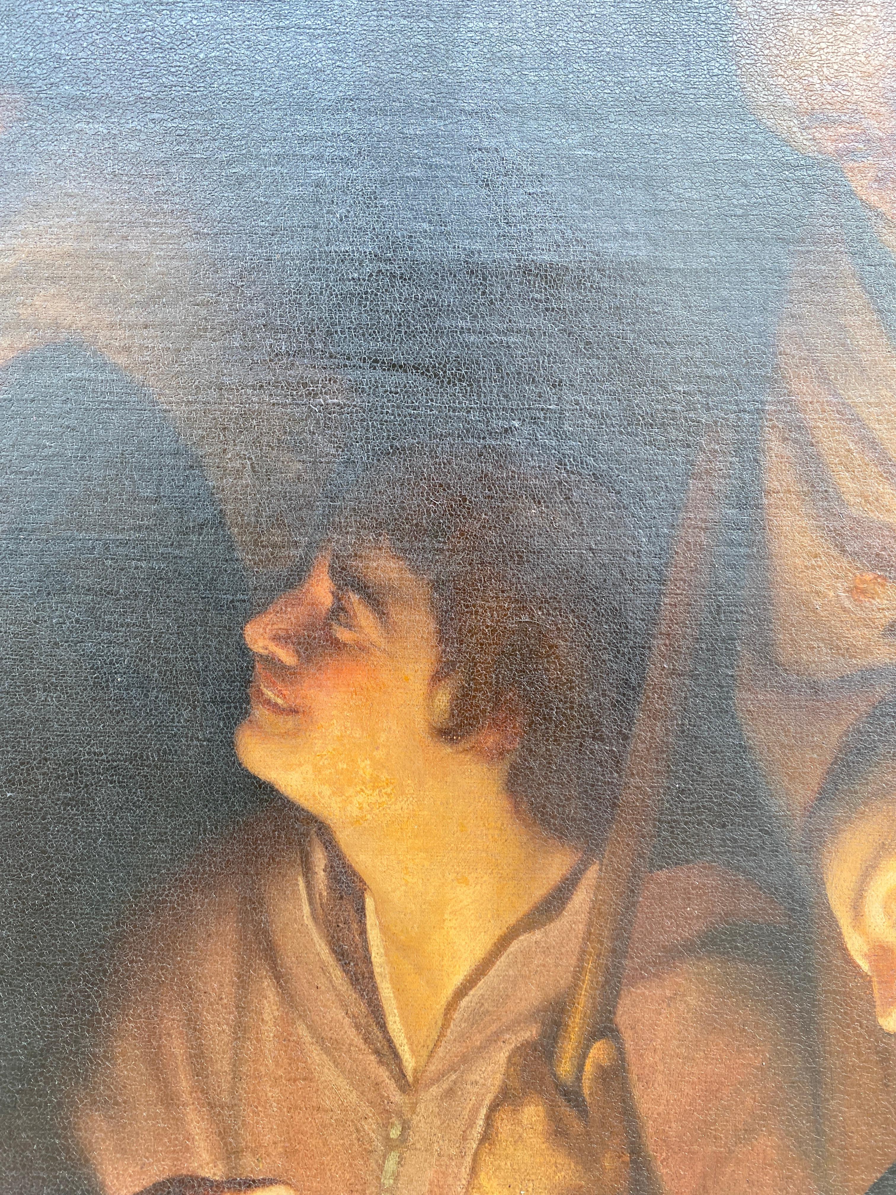 Grande peinture représentant « L'ornementation des bergers », Italie  19th Bon état - En vente à VERSAILLES, FR