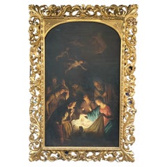 Grande peinture représentant « L'ornementation des bergers », Italie  19th