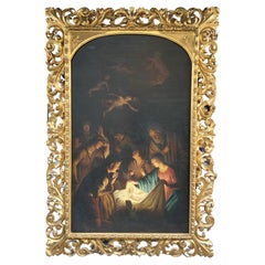 Large Painting Representing "The Adoration Of The Shepherds", Italy  19th