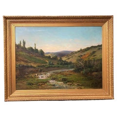 Tableau Vue des environs de Saillans par Léon Bernard EYMIEU signé et daté 1881