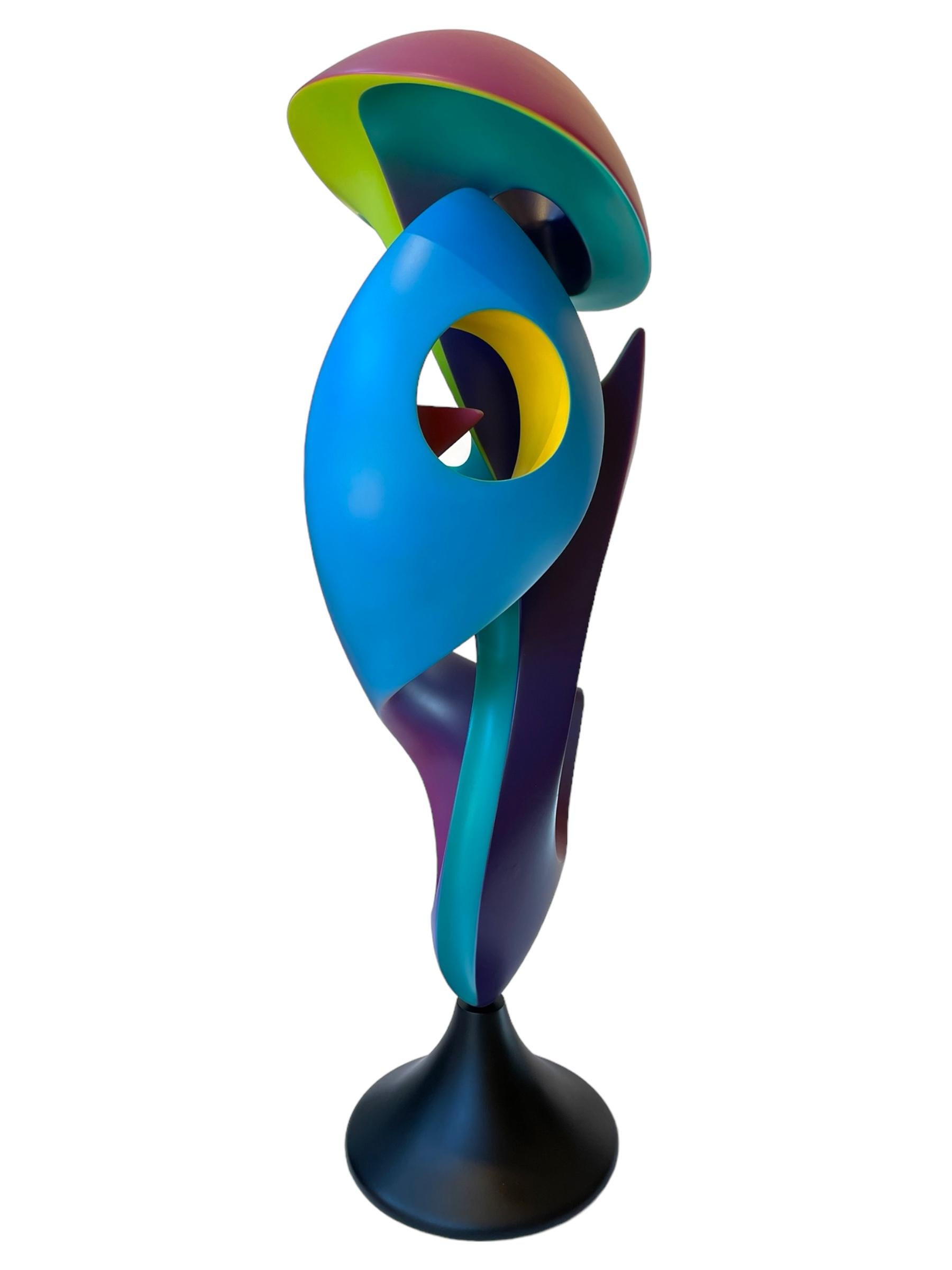Grande talismano, scultura astratta, forma geometrica intrecciata dai colori vivaci in vendita 2