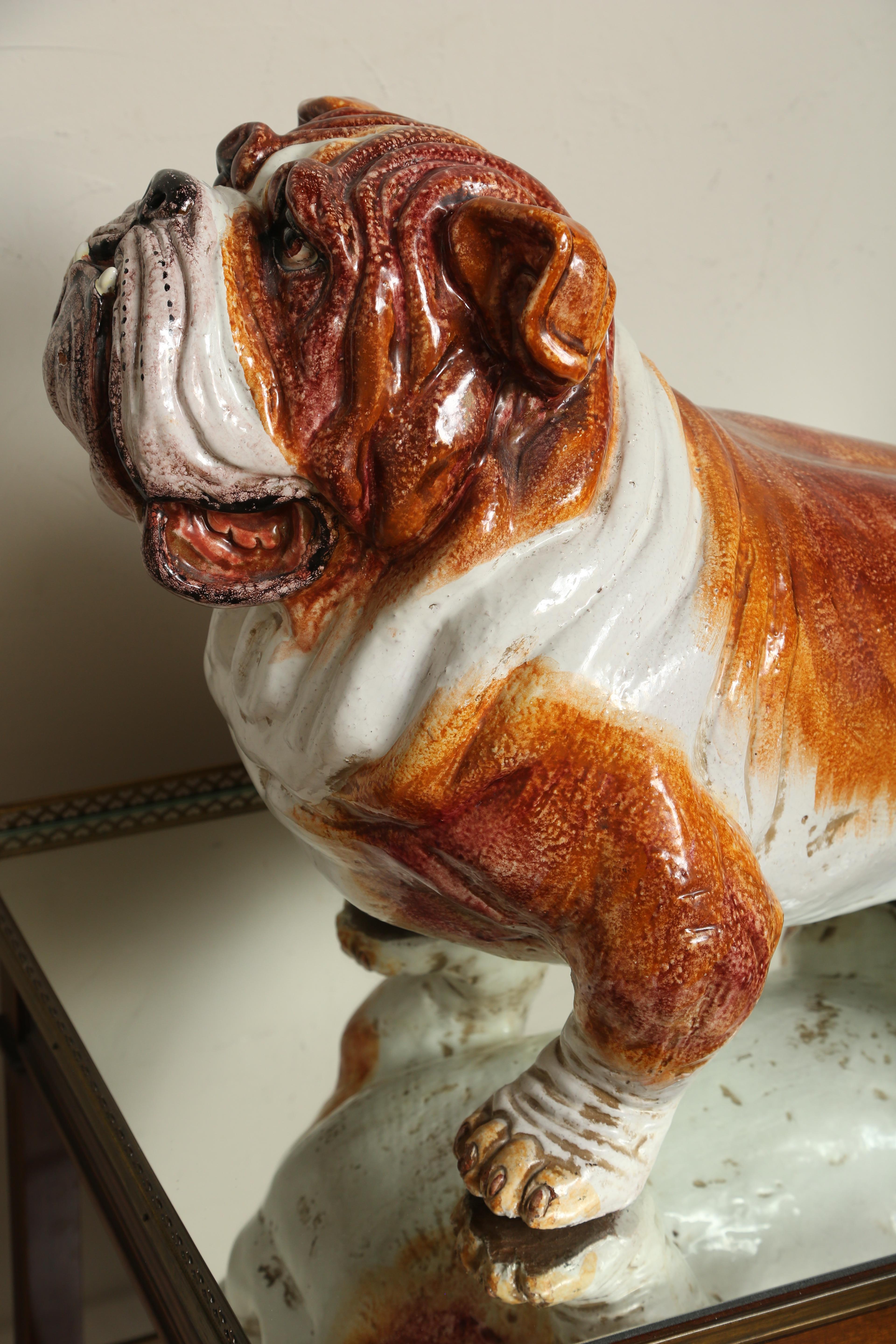 Grand Terracotta Stier Hund (20. Jahrhundert)
