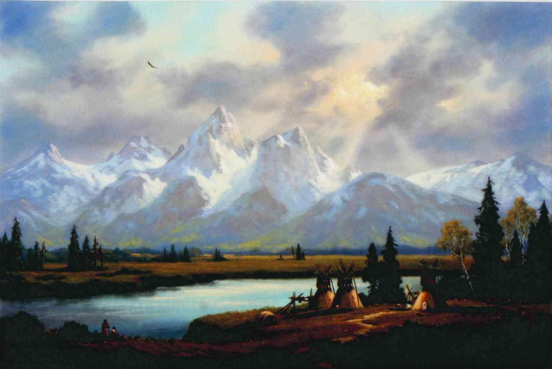 Peinture originale du « Grand Teton » de Heinie Hartwig Excellent état - En vente à Coeur d'Alene, ID