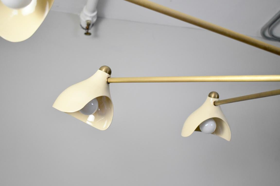 American Grand Torno Large-Scale Chandelier in Cream Enamel & Brass by Blueprint Lighting