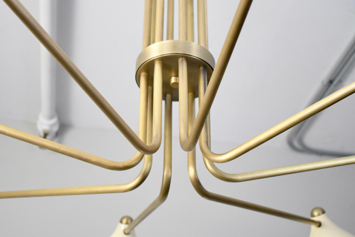 Contemporary Grand Torno Large-Scale Chandelier in Cream Enamel & Brass by Blueprint Lighting