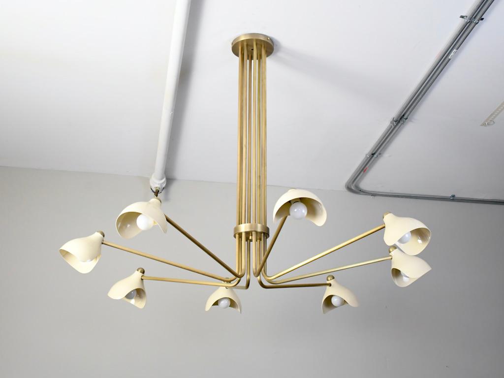 Grand Torno Large-Scale Chandelier in Cream Enamel & Brass by Blueprint Lighting 1
