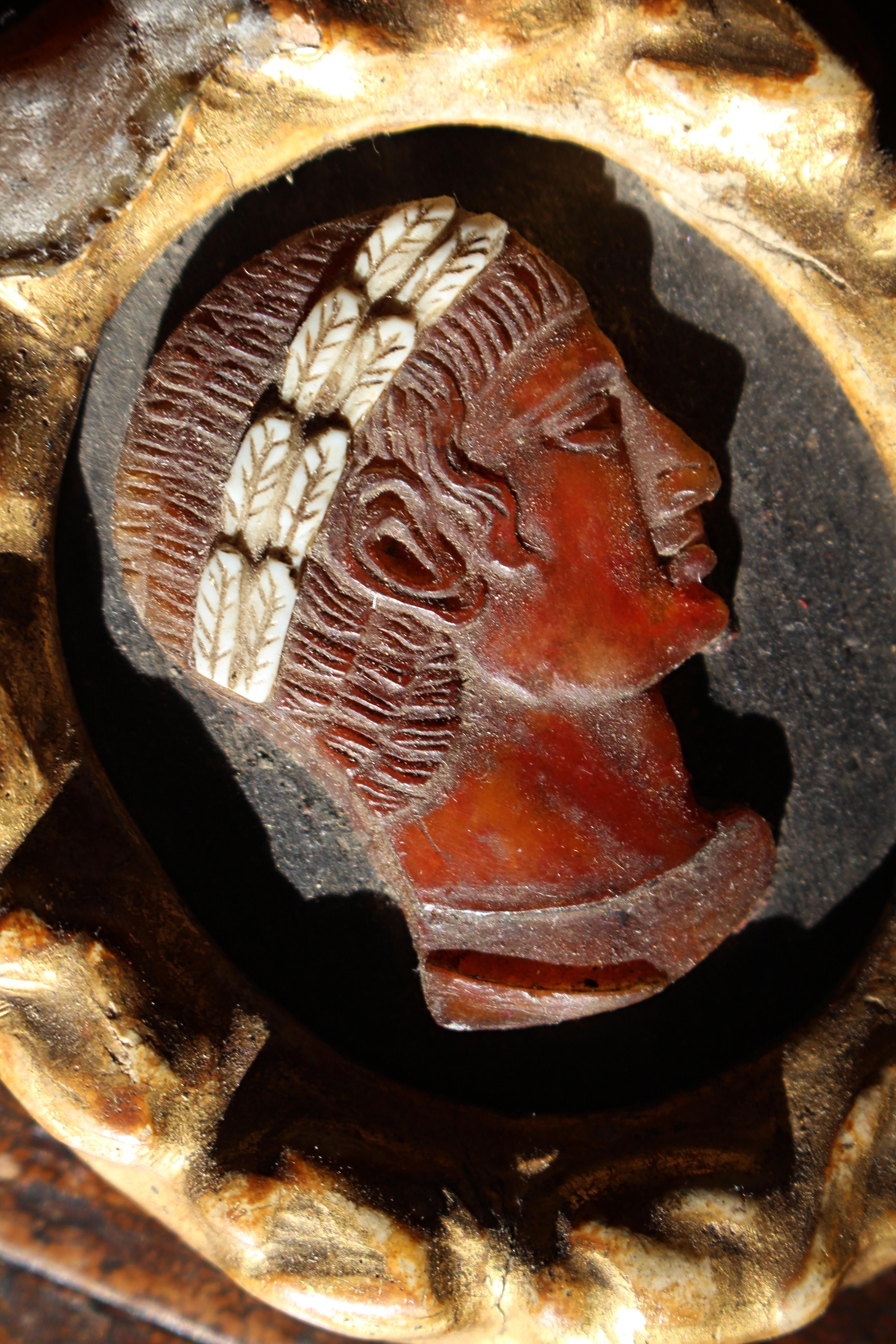 Grand Tour 18th Century Gilt Framed Classical Carved Shell Cameo 