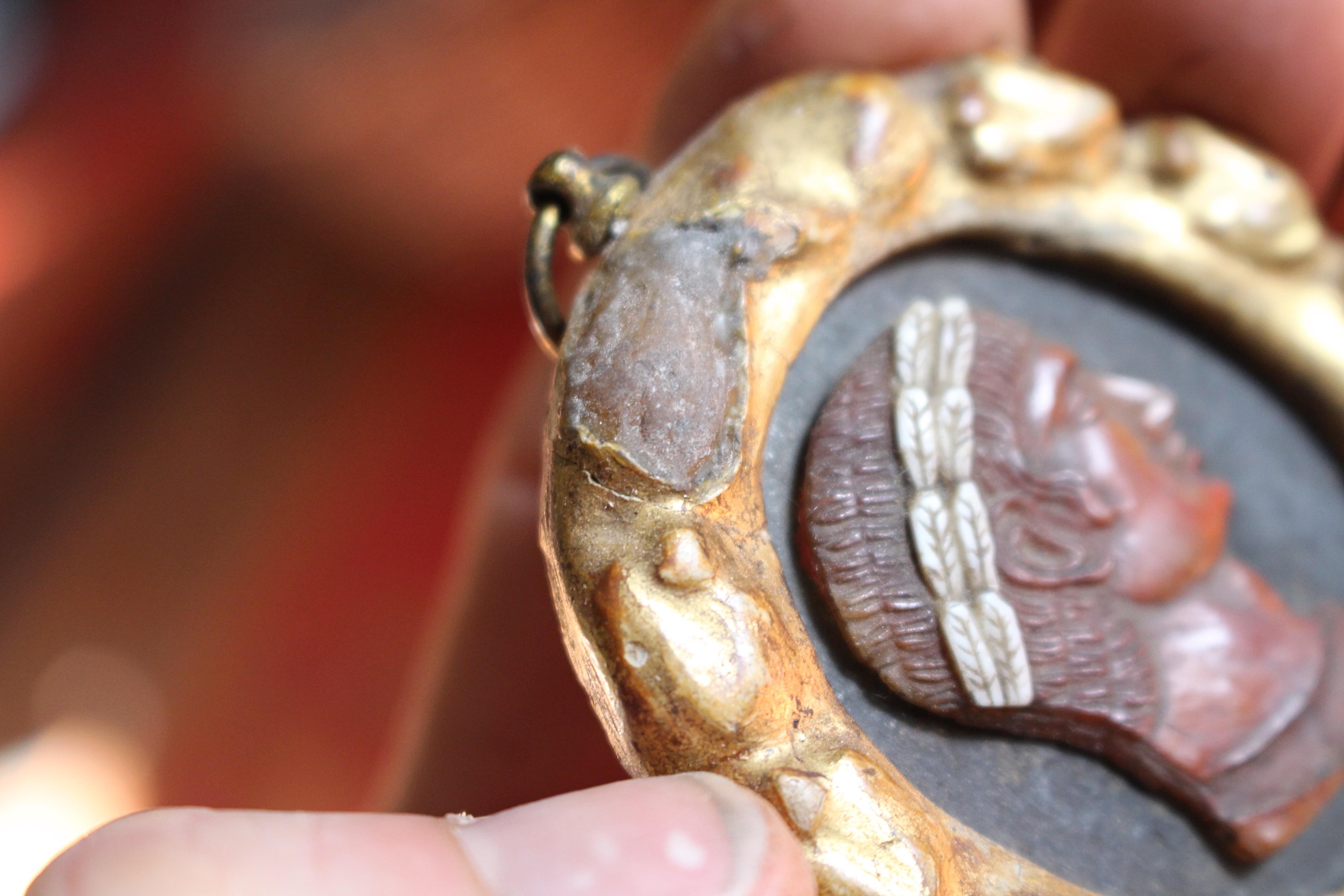 Grand Tour 18th Century Gilt Framed Classical Carved Shell Cameo 
