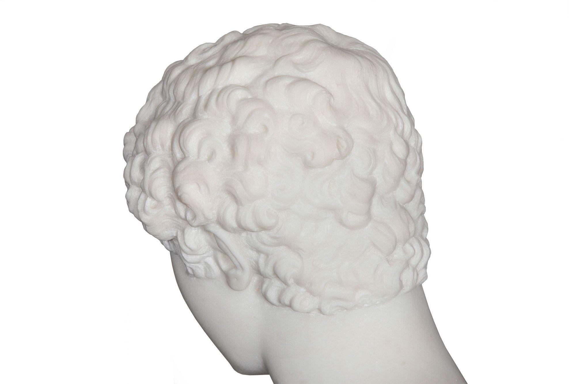Busto in marmo Grand Tour del XIX secolo di Antinoo come Ermes di Pugi in vendita 9