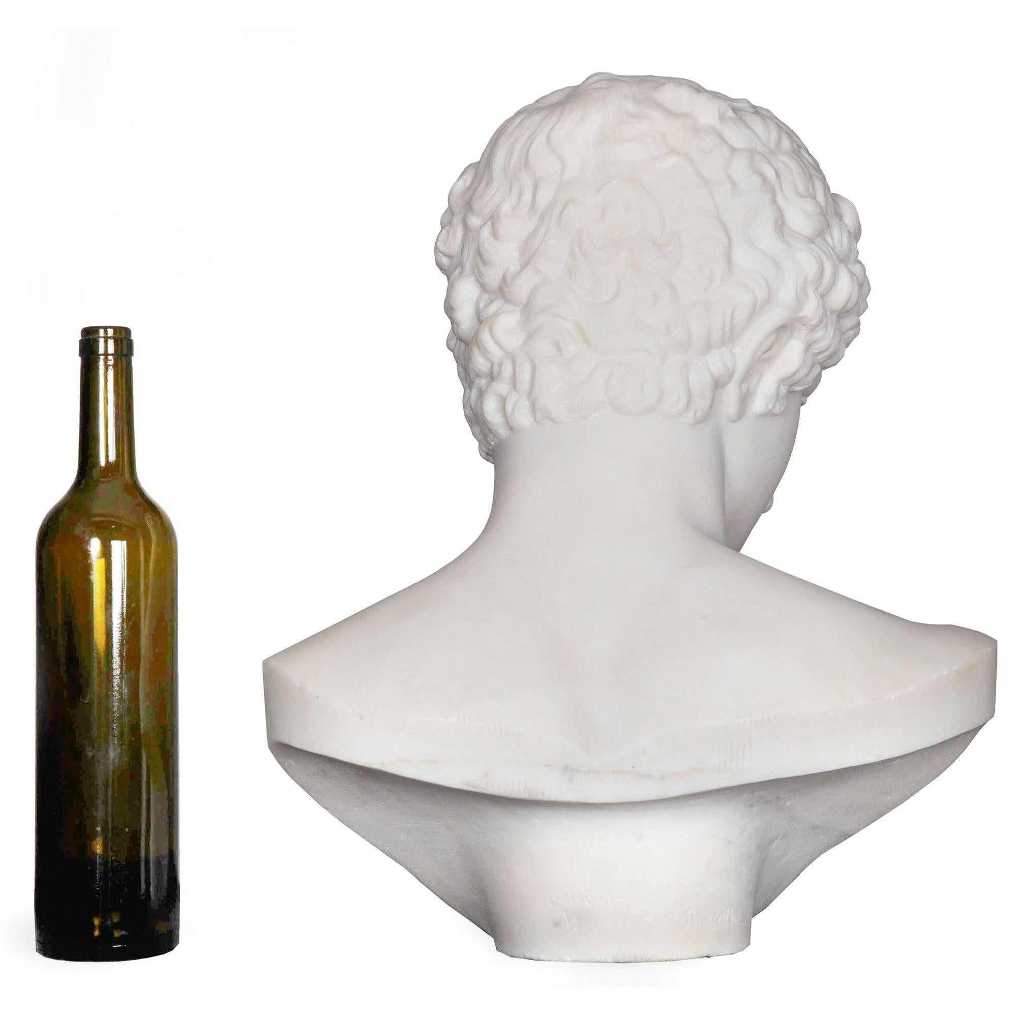Busto in marmo Grand Tour del XIX secolo di Antinoo come Ermes di Pugi In condizioni buone in vendita a Shippensburg, PA