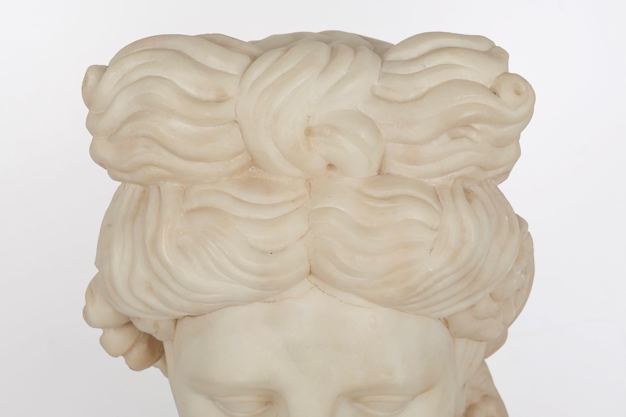 Grand Tour Alabaster Sculpture Bust of Apollo Belvedere, 19th Century 9
