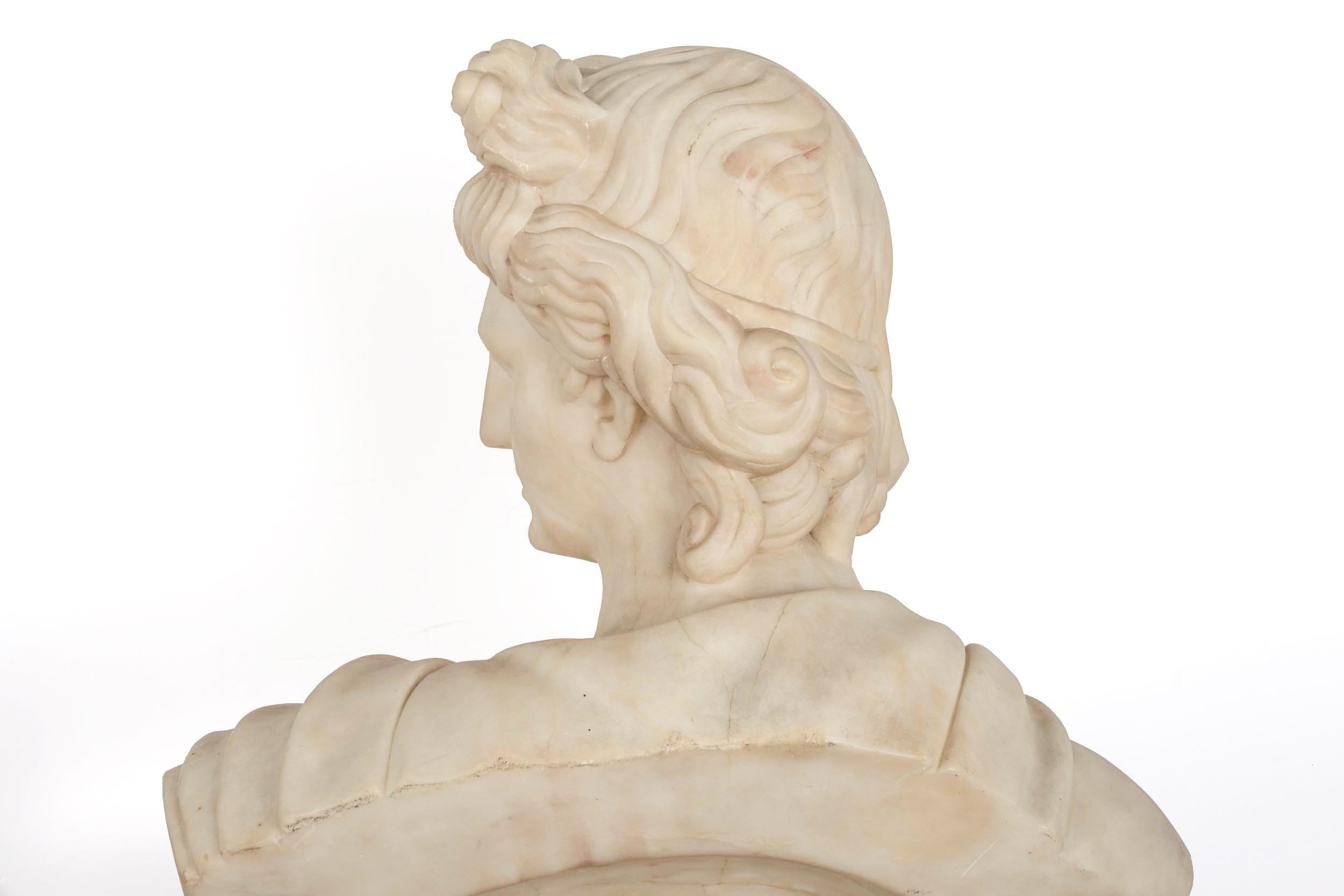 Grand Tour Alabaster Sculpture Bust of Apollo Belvedere, 19th Century 12