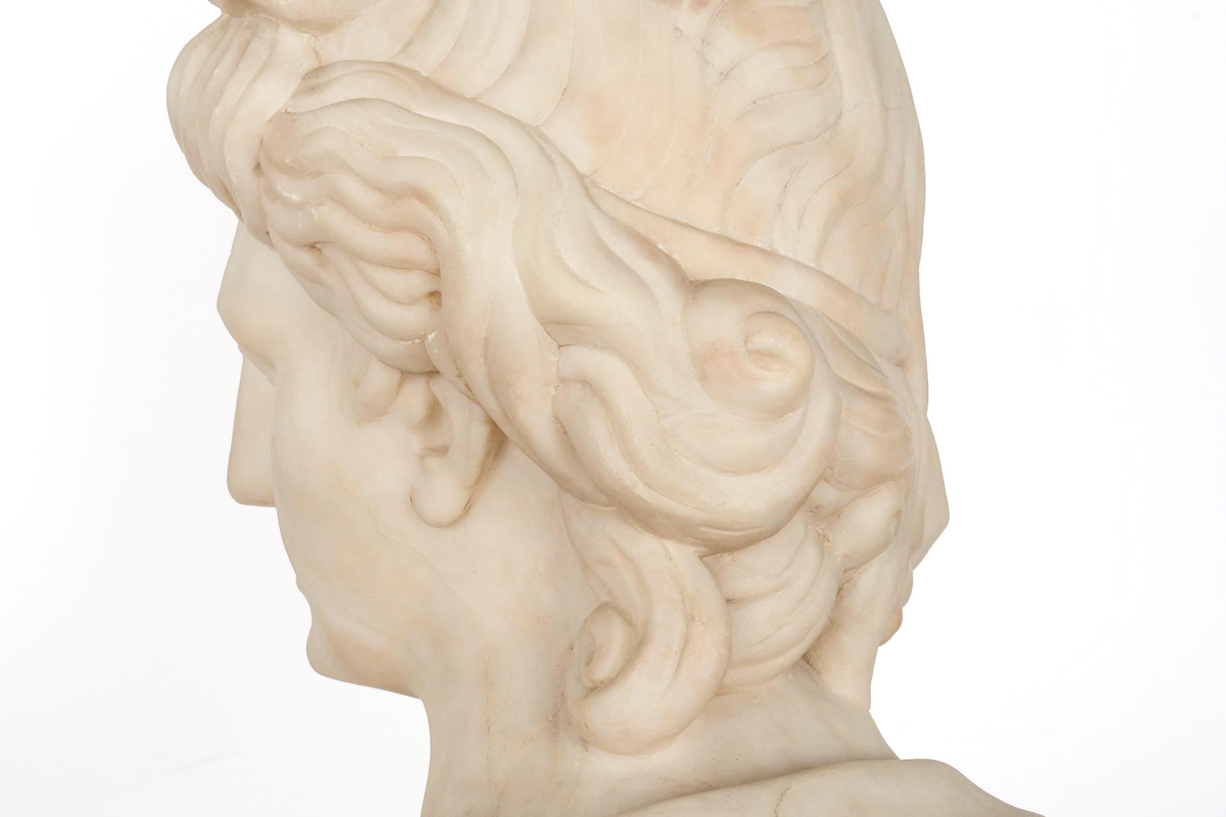 Grand Tour Alabaster Sculpture Bust of Apollo Belvedere, 19th Century 14