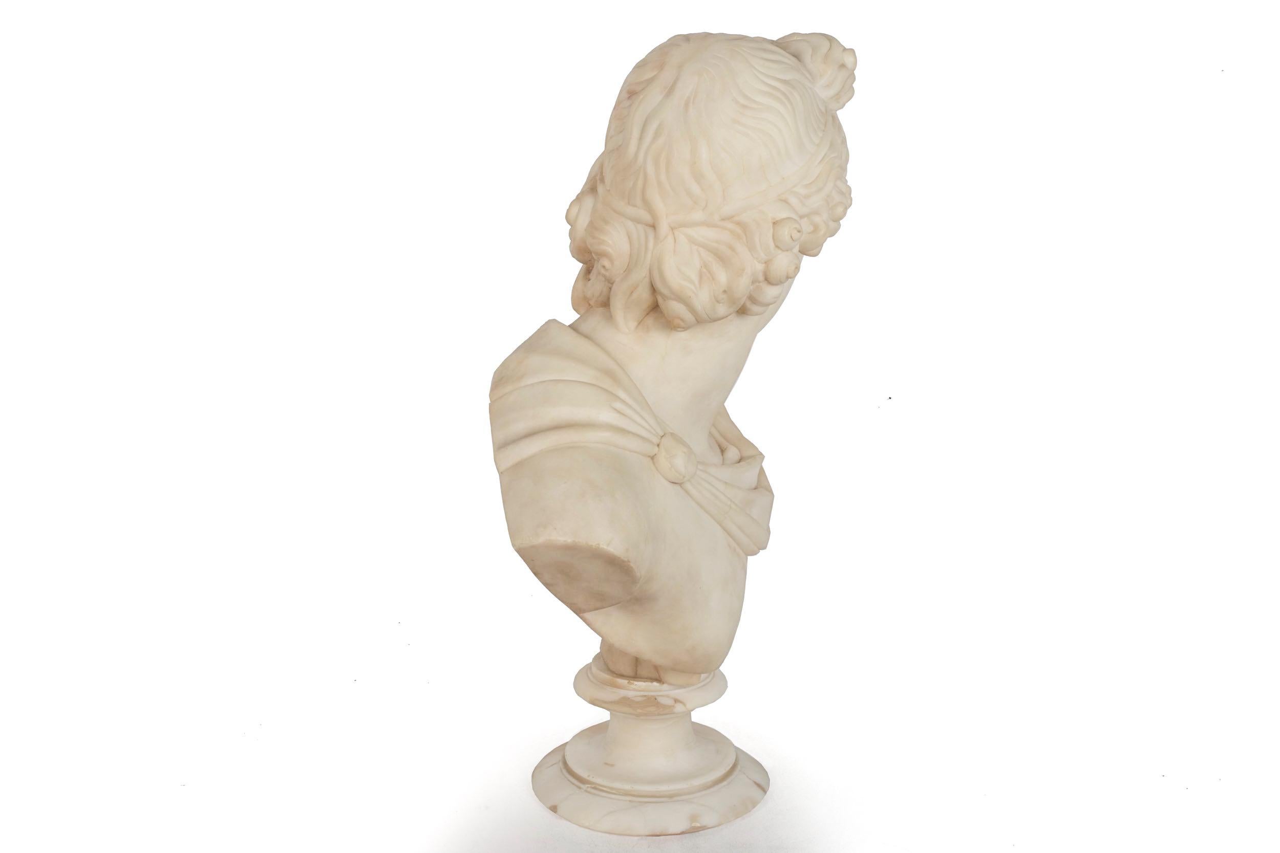 Grand Tour Alabaster Sculpture Bust of Apollo Belvedere, 19th Century In Good Condition In Shippensburg, PA