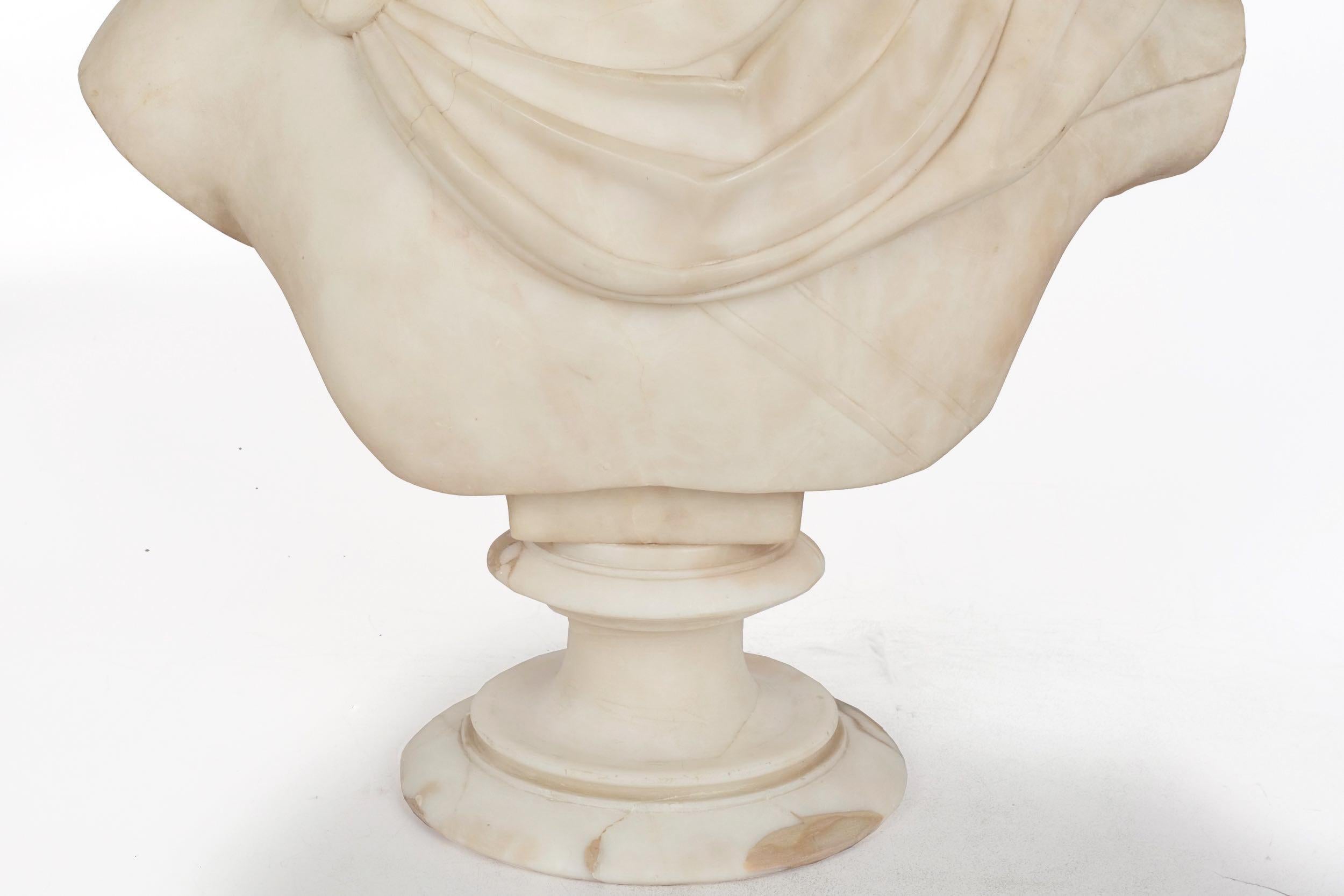 Grand Tour Alabaster Sculpture Bust of Apollo Belvedere, 19th Century 5