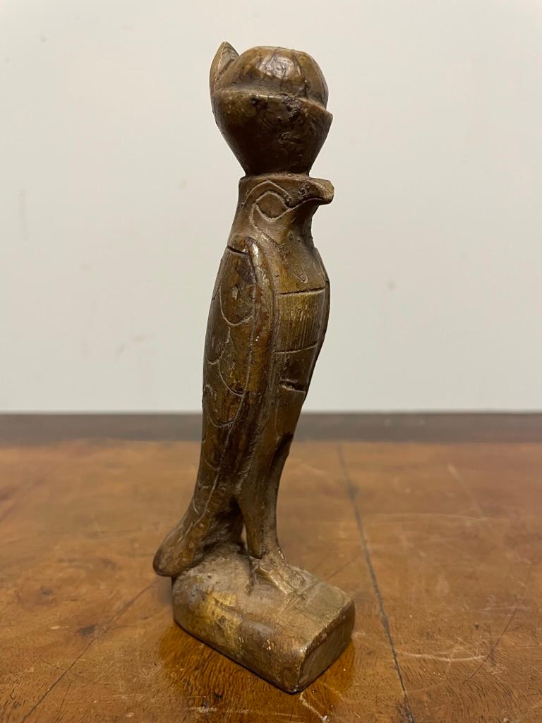 Grand Tour Ancient Egyptian Style Carved Soapstone Figure of Horus In Good Condition For Sale In Stamford, CT