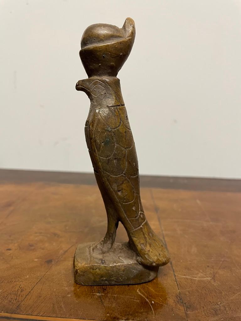 Grand Tour Ancient Egyptian Style Carved Soapstone Figure of Horus For Sale 3