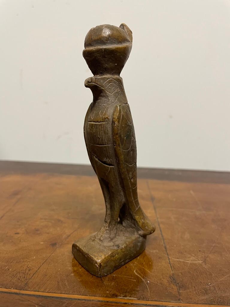Grand Tour Ancient Egyptian Style Carved Soapstone Figure of Horus For Sale 4