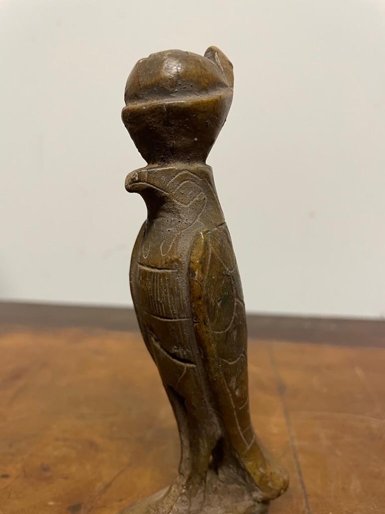 Grand Tour Ancient Egyptian Style Carved Soapstone Figure of Horus For Sale 3