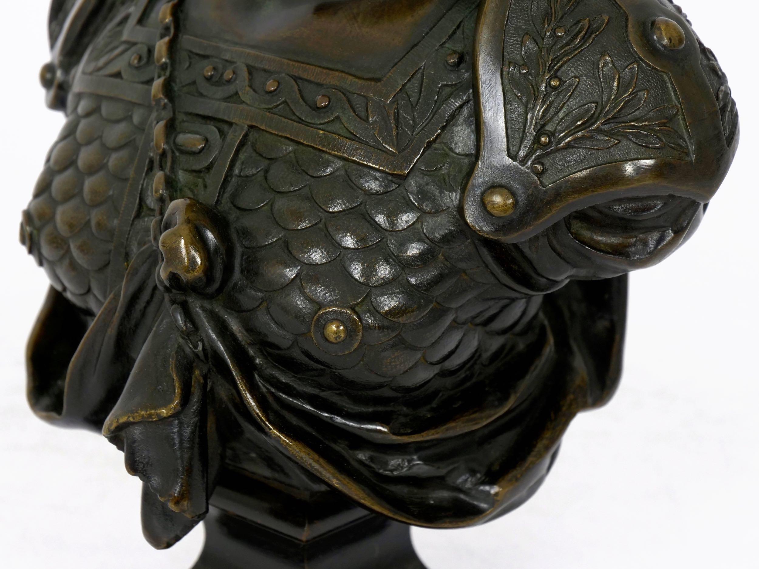 Grand Tour Antique Bronze Sculpture “Bust of Achilles”, 19th Century 5