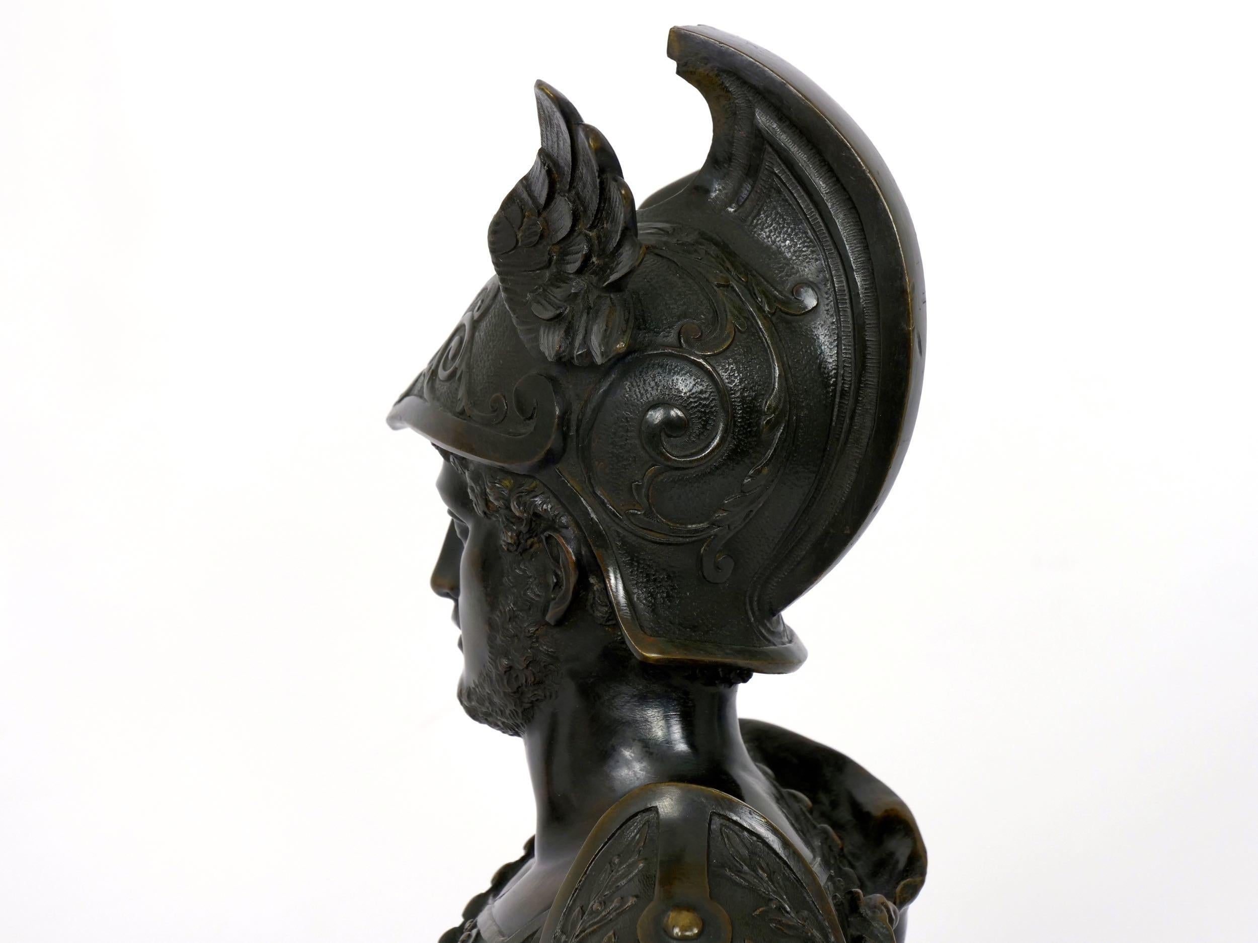 Grand Tour Antique Bronze Sculpture “Bust of Achilles”, 19th Century 6